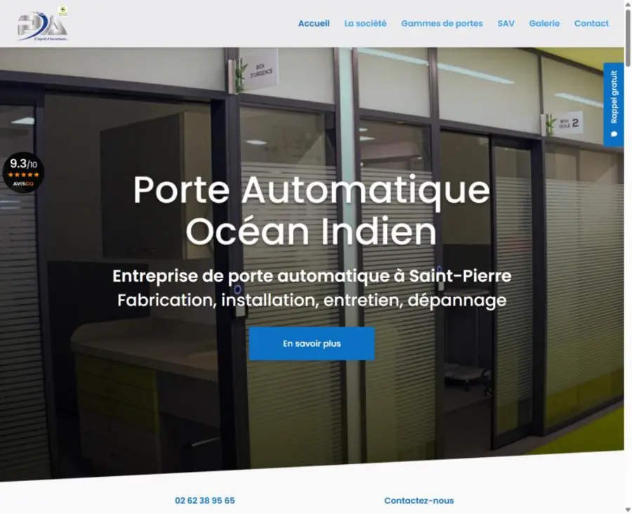 Capture d'écran du projet Porte Automatique Océan Indien