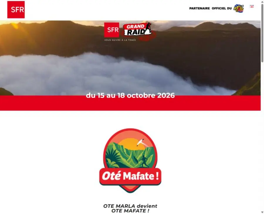 Capture d'écran du projet SFR Grand Raid — Suivre à la trace